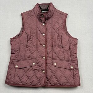 Eddie Bauer Quilted Vest Polyester Utility Cabincore Outdoor Casual Burgundy PL
